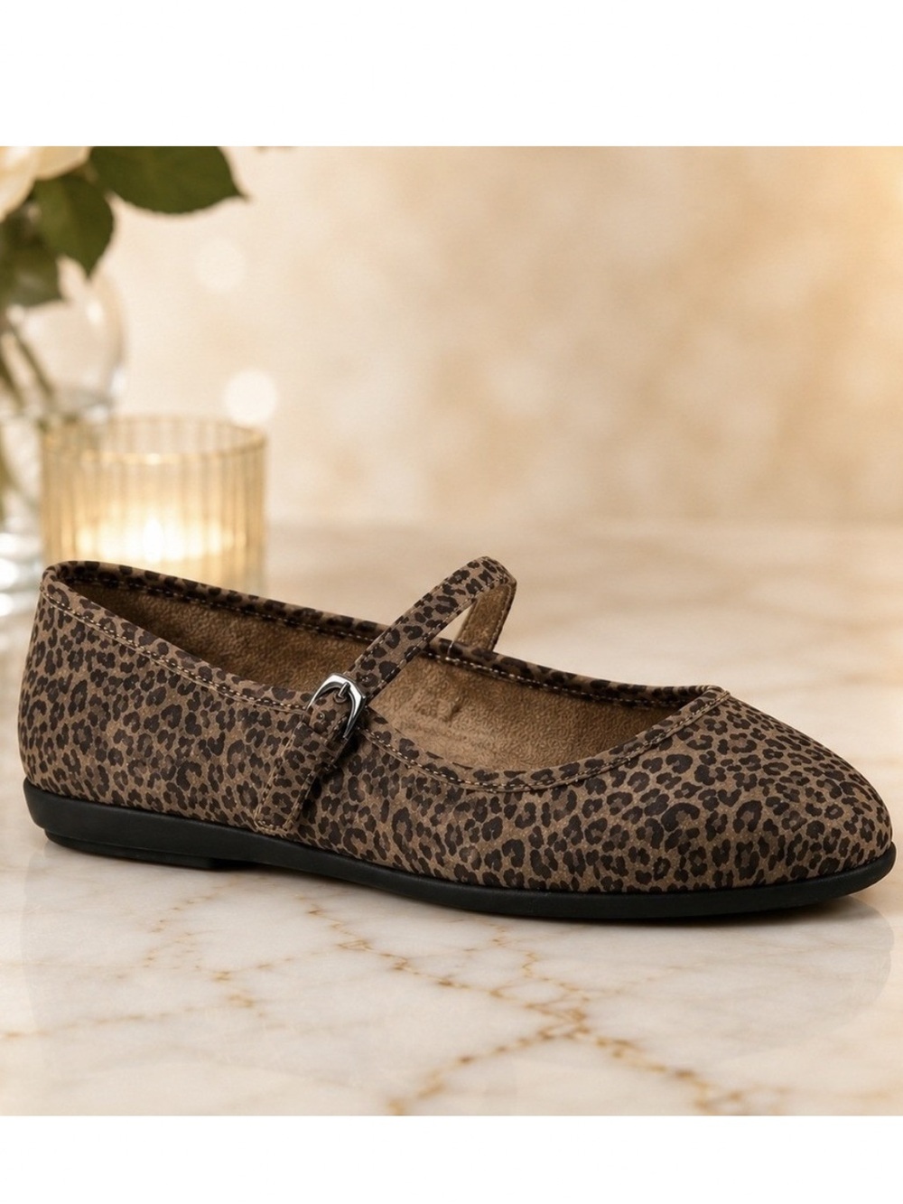 Aerosoles Womens Baylee Leopard Mary Jane Flats 11W Wide Comfort New W/Tags